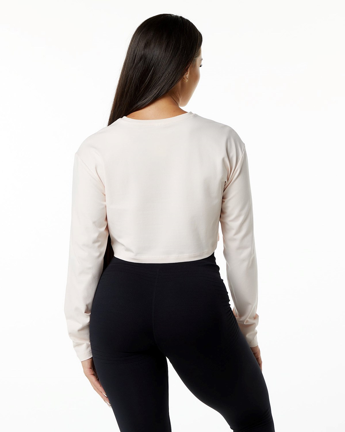 Alphalete Oversized Performance Long Sleeve Crop Blush | 90278-WIOT