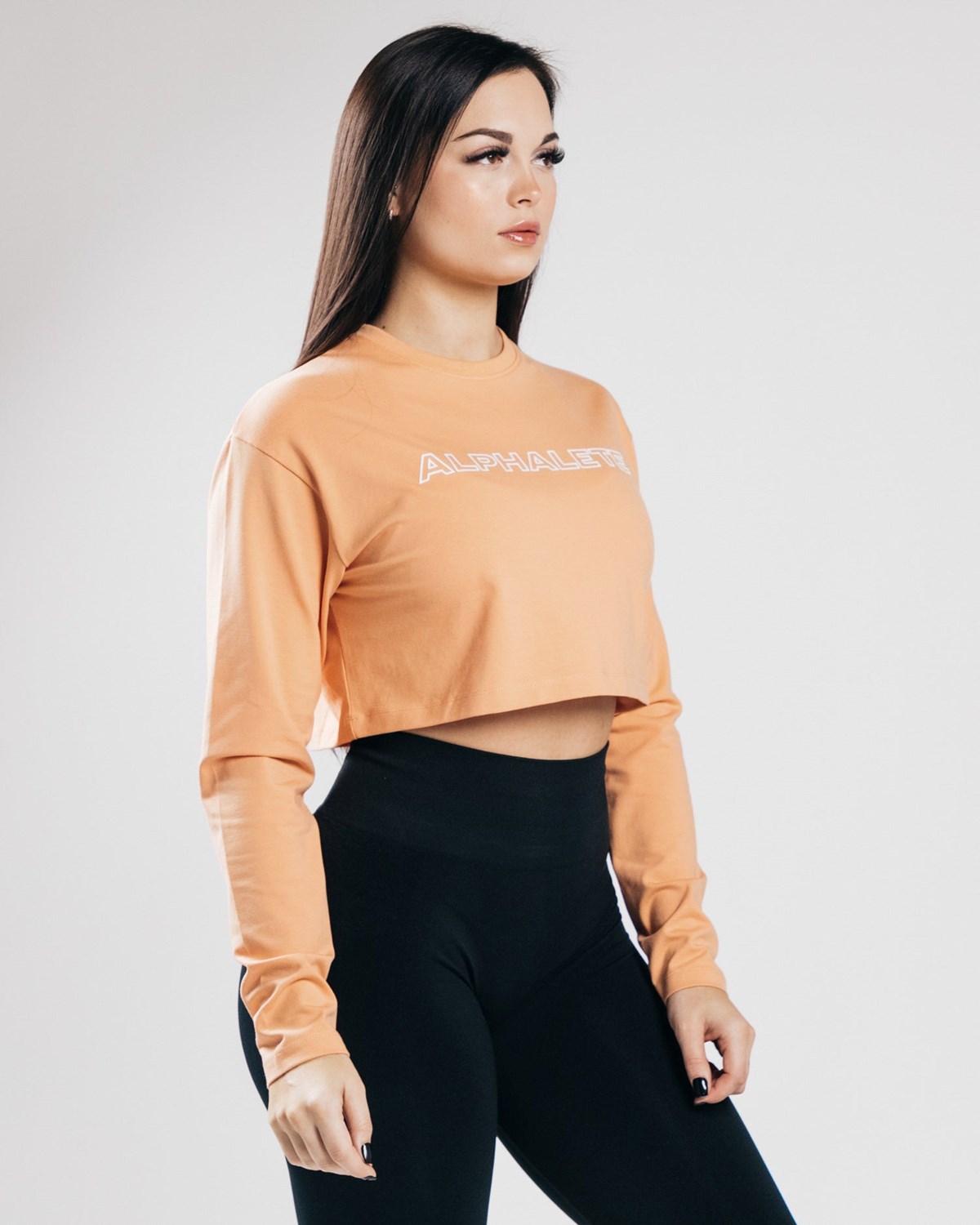 Alphalete Oversized Performance Long Sleeve Crop Pomarańczowe | 94867-TJMZ