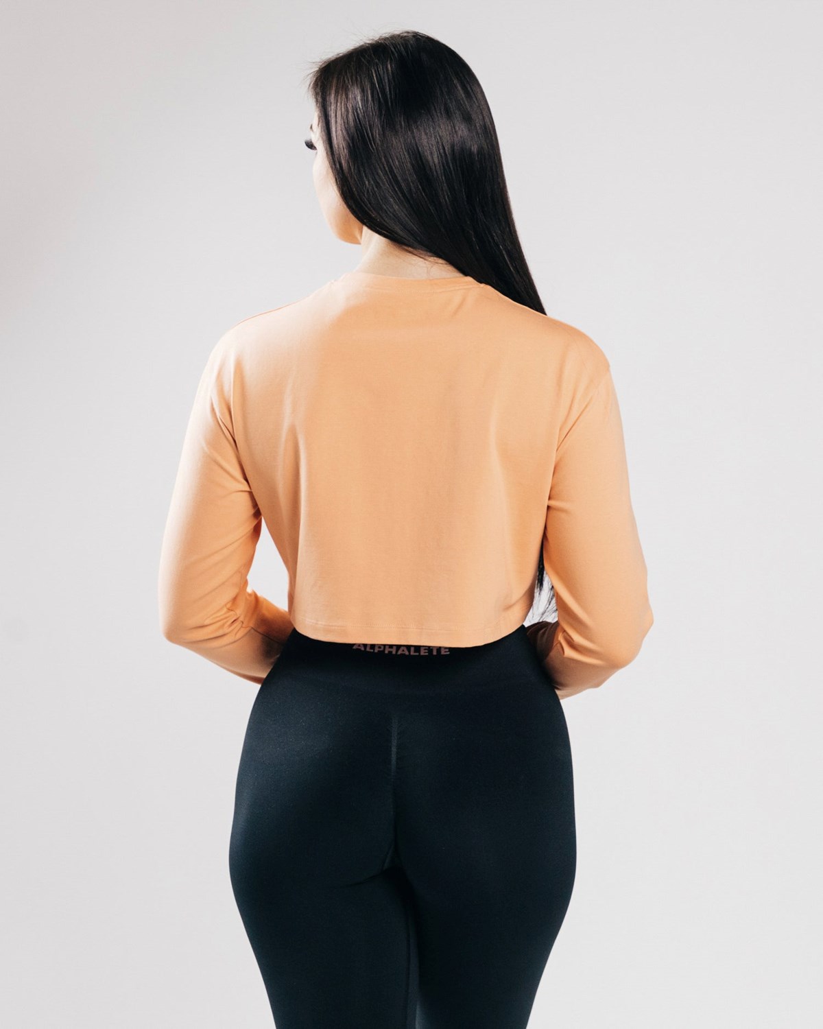 Alphalete Oversized Performance Long Sleeve Crop Pomarańczowe | 94867-TJMZ