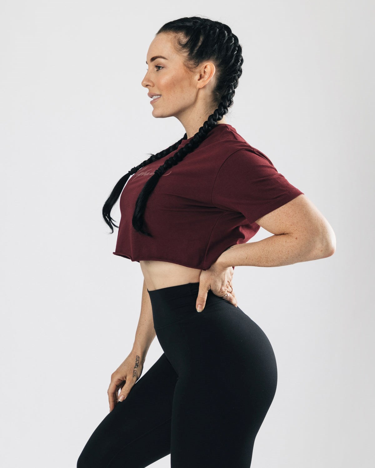 Alphalete Oversized Raw-Cut Krótkie Sleeve Crop Bordowe | 49863-GLCR