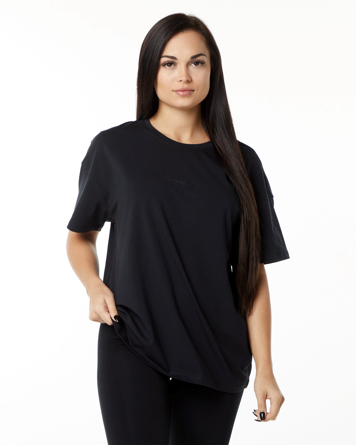 Alphalete Performance Krótkie Sleeve Czarne | 59287-BPKI