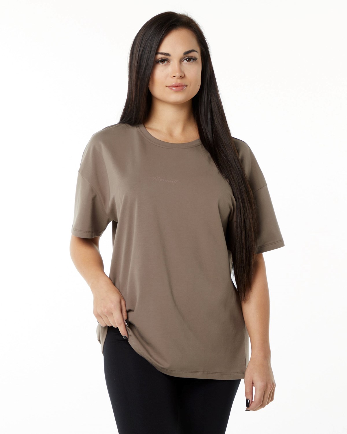 Alphalete Performance Krótkie Sleeve Mocha | 58301-ZUDN