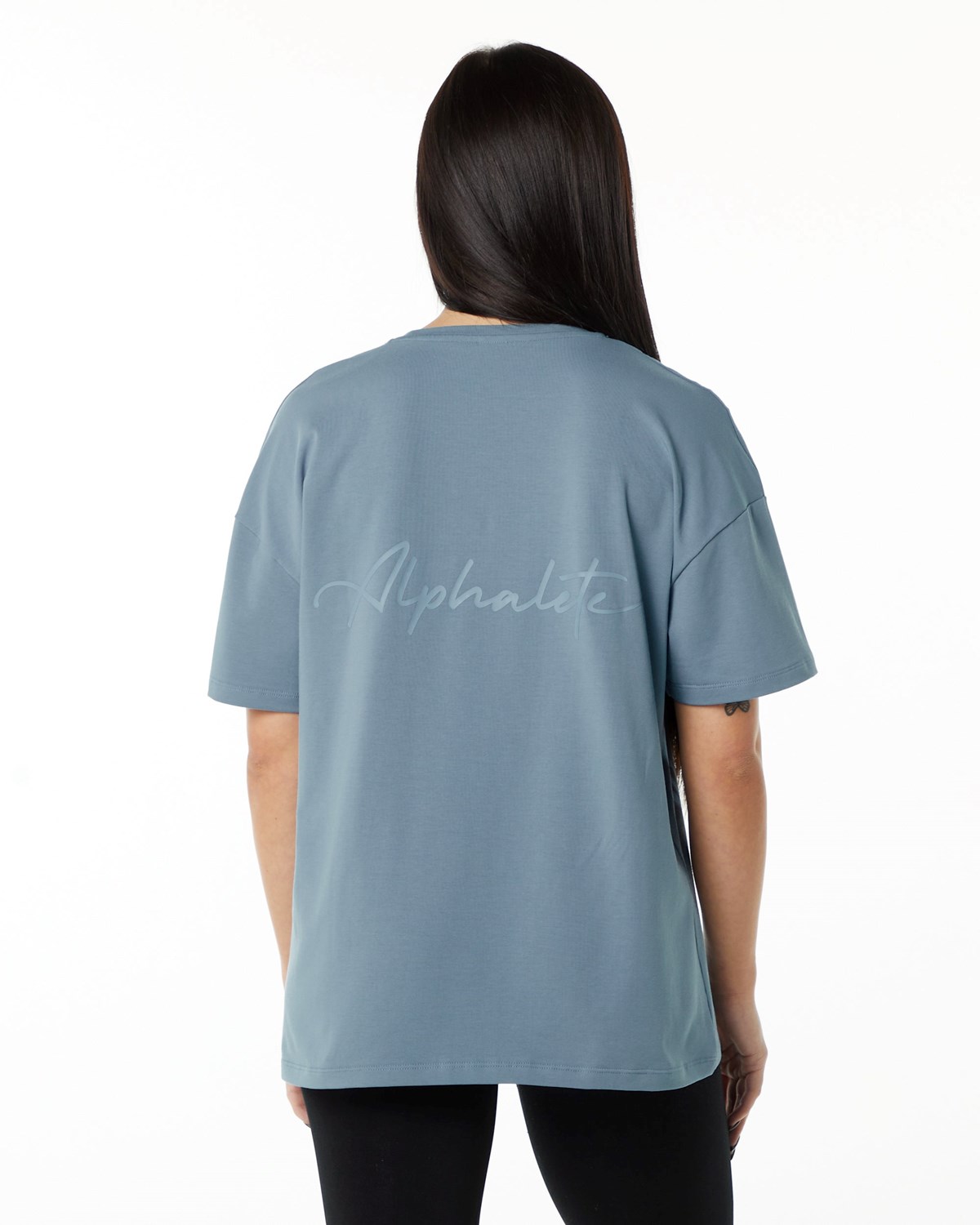 Alphalete Performance Krótkie Sleeve Niebieskie | 24139-FYVB