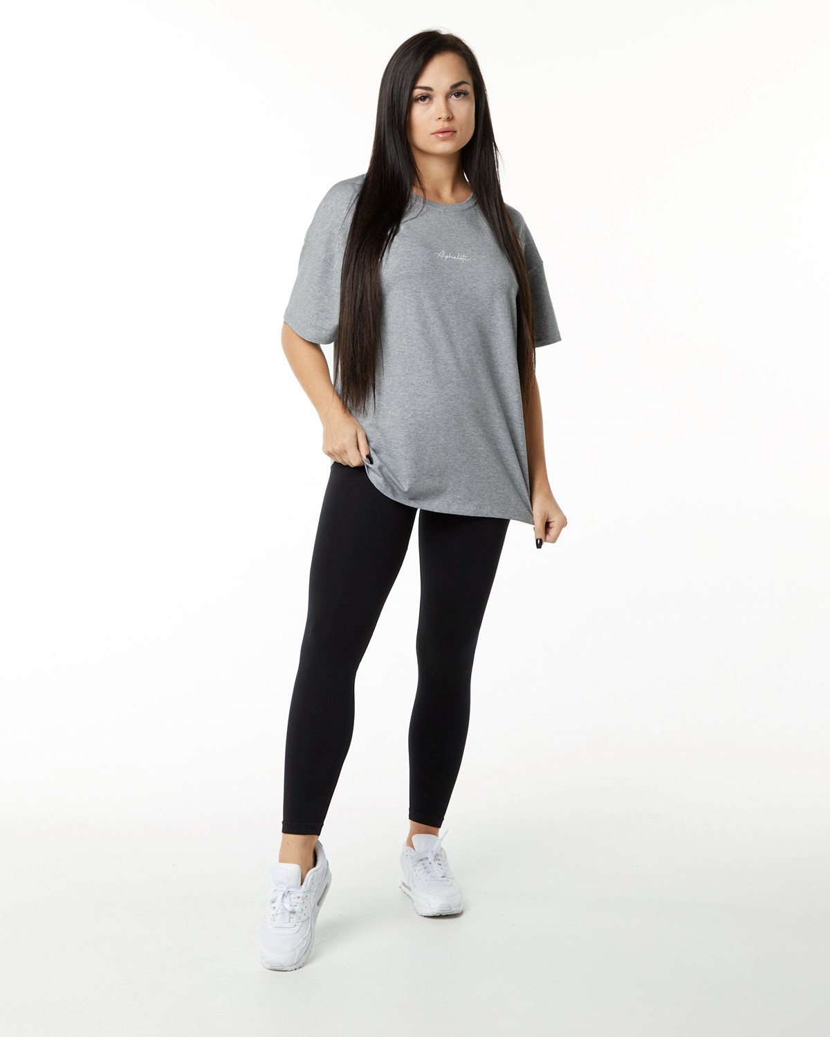 Alphalete Performance Krótkie Sleeve Szare | 67918-IOQV