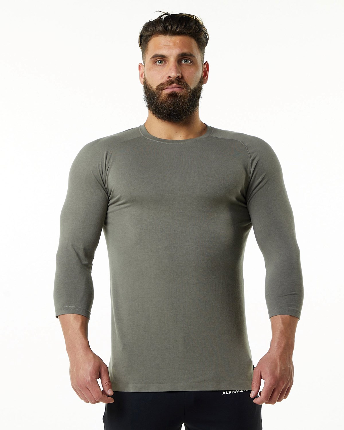 Alphalete Premium 3/4 Sleeve Tee Szare | 35897-KVGI