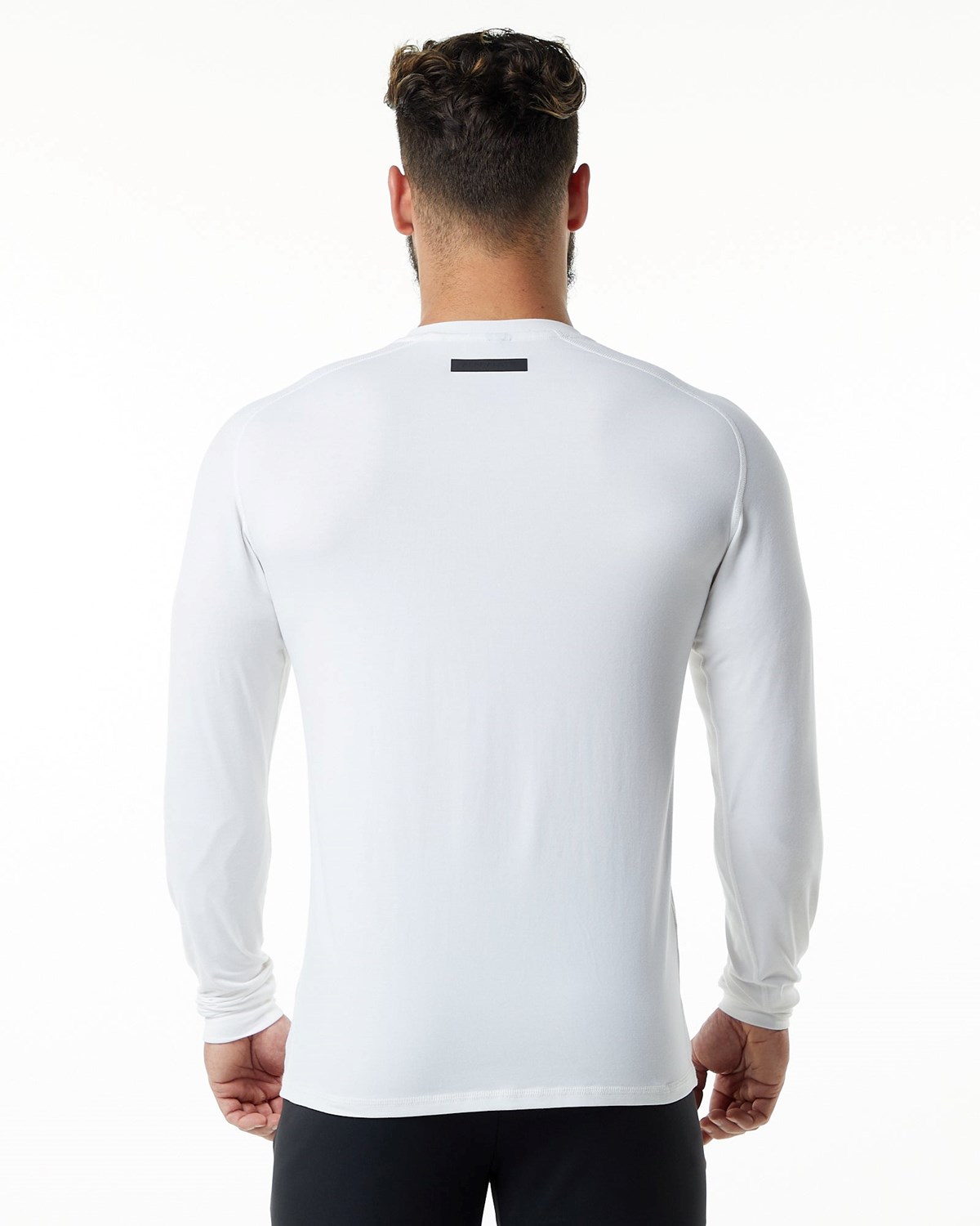 Alphalete Premium Epaulette Long Sleeve Tee Białe | 72564-WKHC