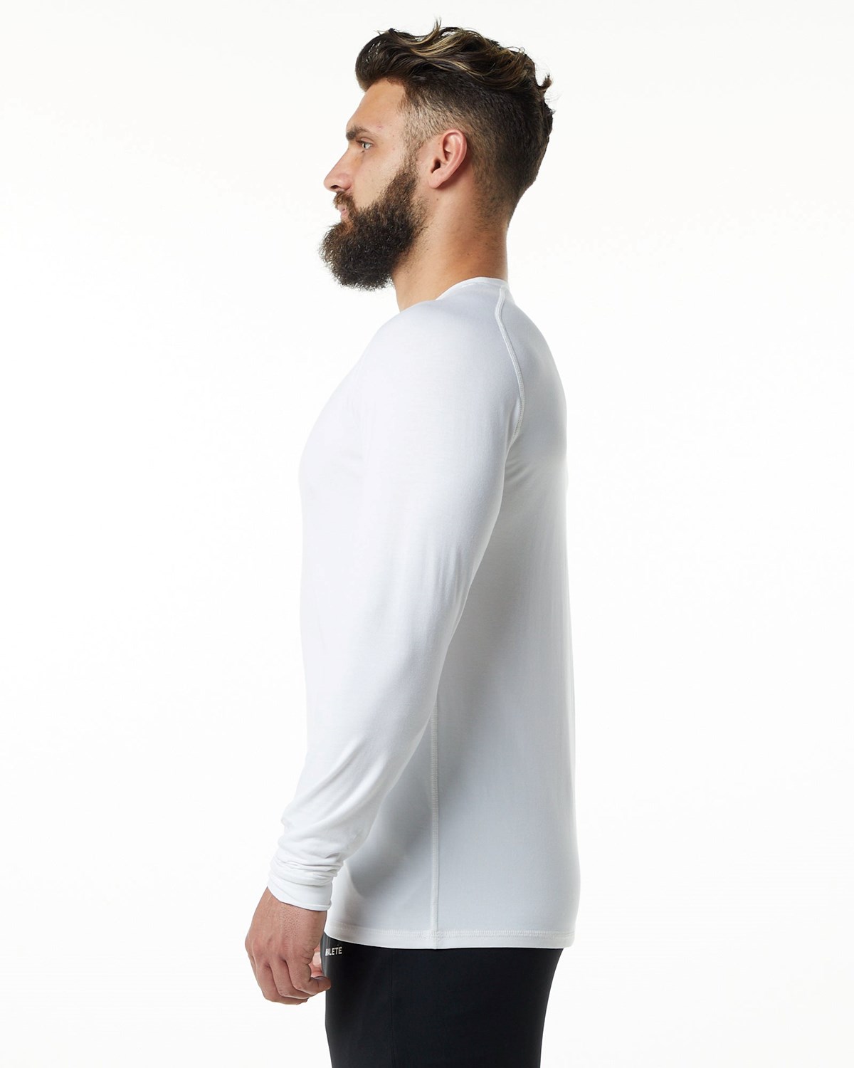 Alphalete Premium Epaulette Long Sleeve Tee Białe | 72564-WKHC