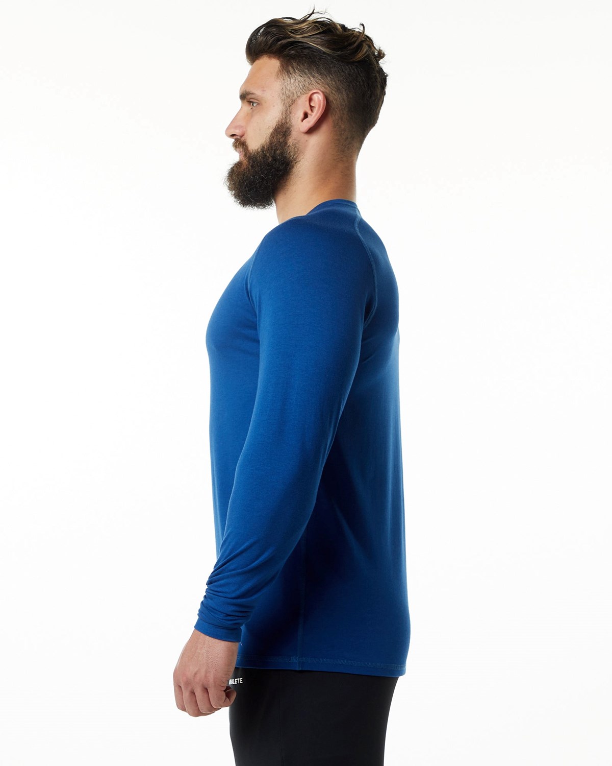 Alphalete Premium Epaulette Long Sleeve Tee Niebieskie | 84679-RHFK