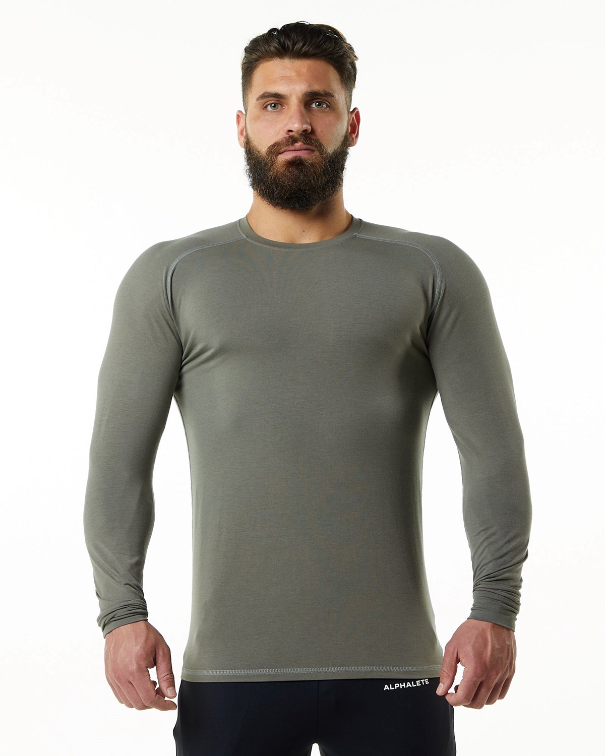 Alphalete Premium Epaulette Long Sleeve Tee Szare | 89712-JSTU