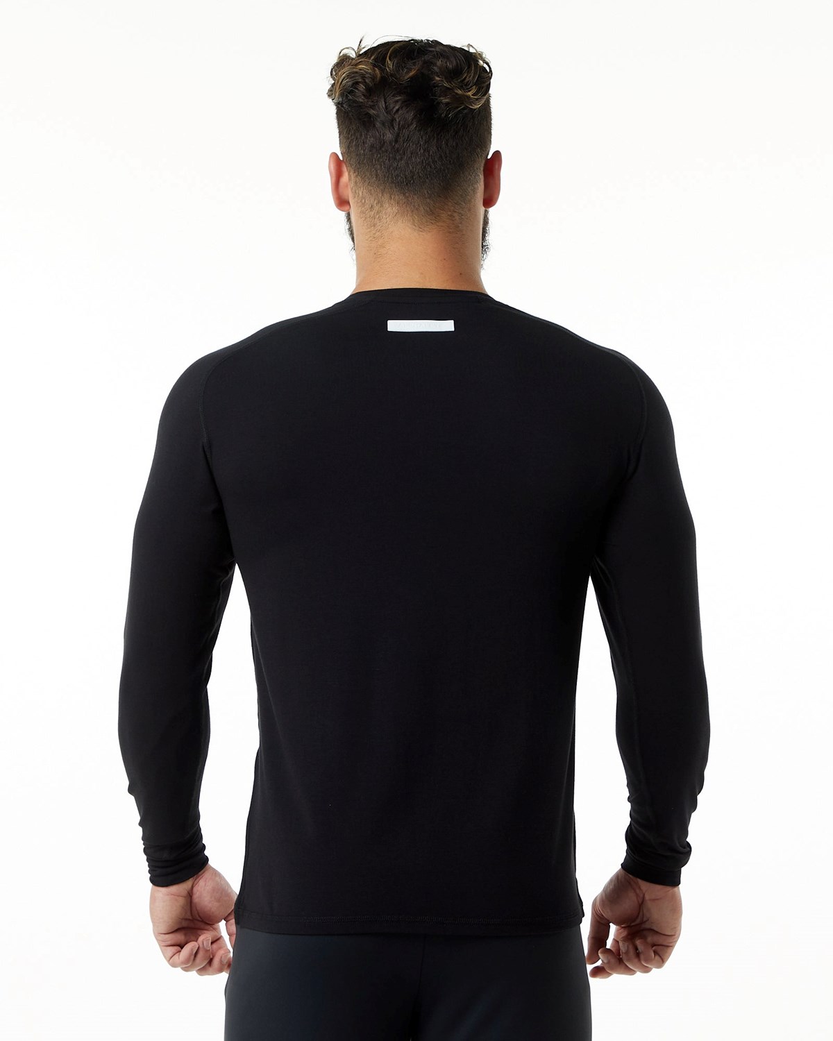 Alphalete Premium Epaulette Long Sleeve Tee Czarne | 92746-GYFZ