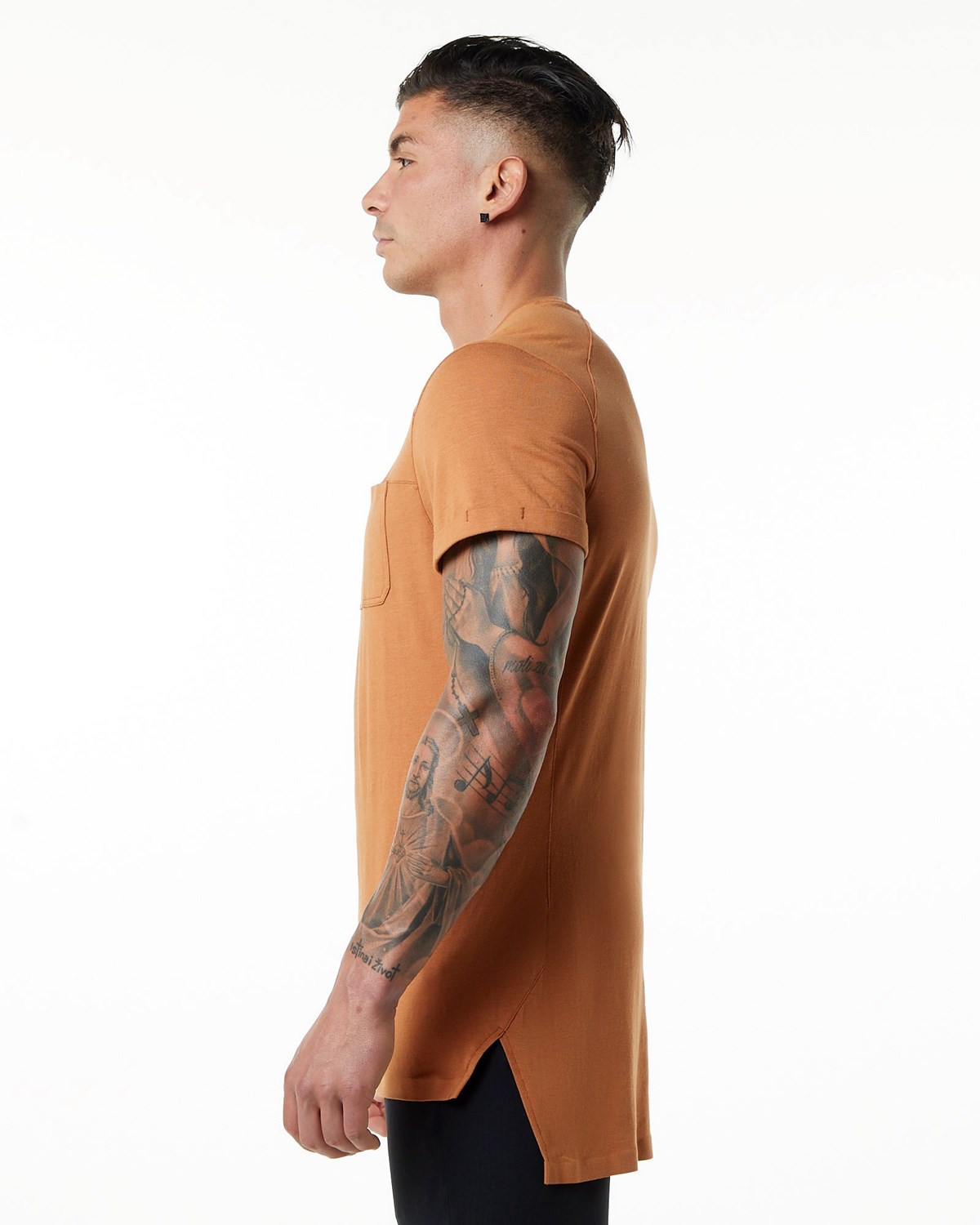 Alphalete Premium Krótkie Sleeve Pocket Tee Camel | 06581-OKFH