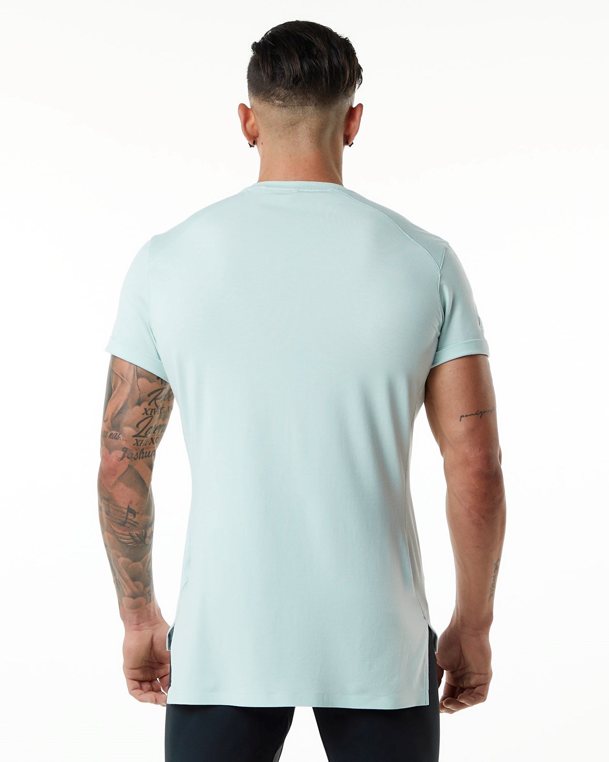 Alphalete Premium Krótkie Sleeve Pocket Tee Niebieskie | 28374-GALX