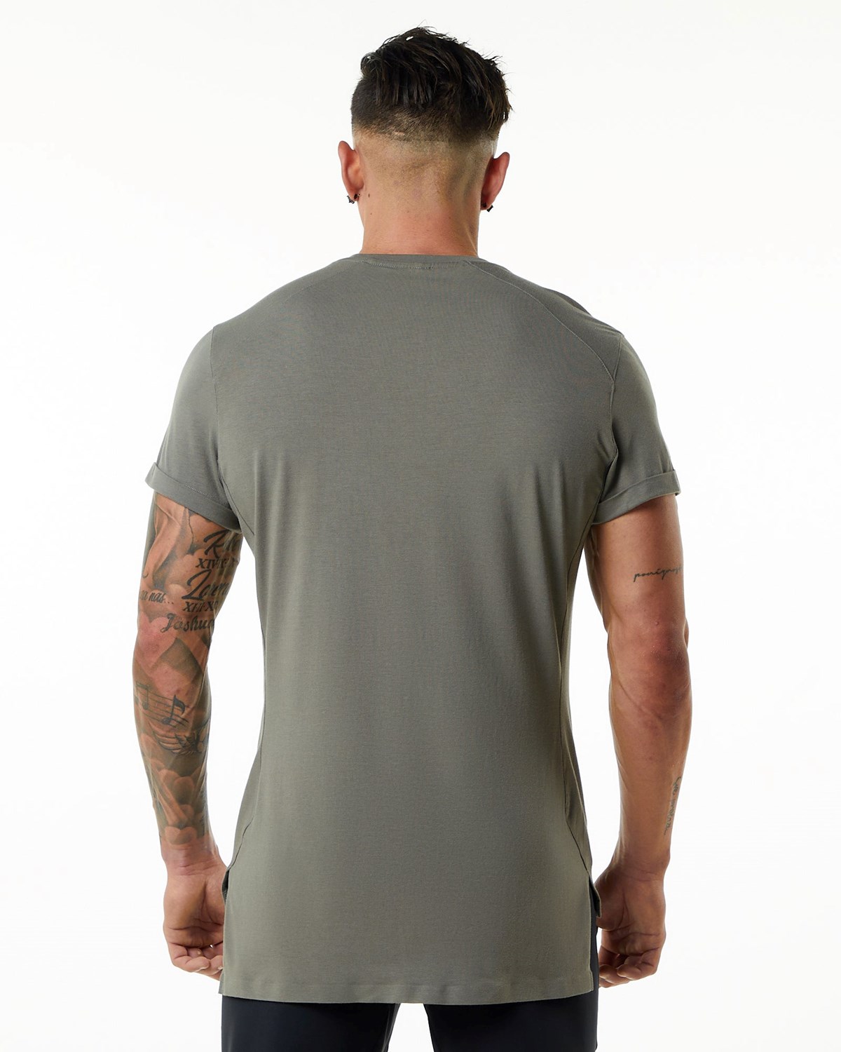 Alphalete Premium Krótkie Sleeve Pocket Tee Szare | 65938-VXSU