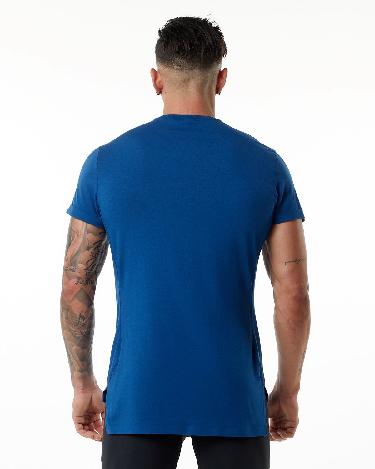 Alphalete Premium Krótkie Sleeve Pocket Tee Niebieskie | 74615-NUPX