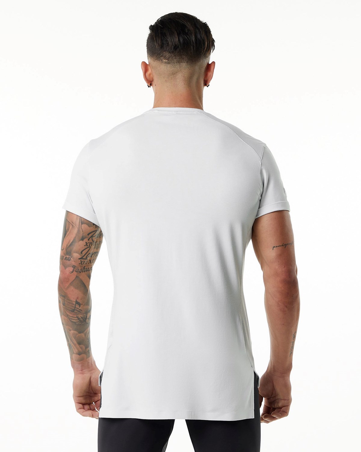 Alphalete Premium Krótkie Sleeve Pocket Tee Białe | 82391-STMA