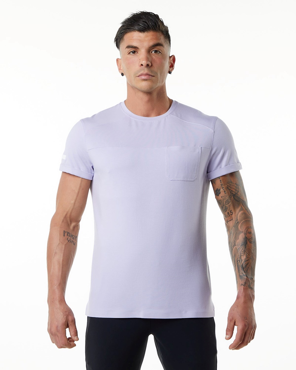 Alphalete Premium Krótkie Sleeve Pocket Tee Lilac Haze | 94351-LFZO