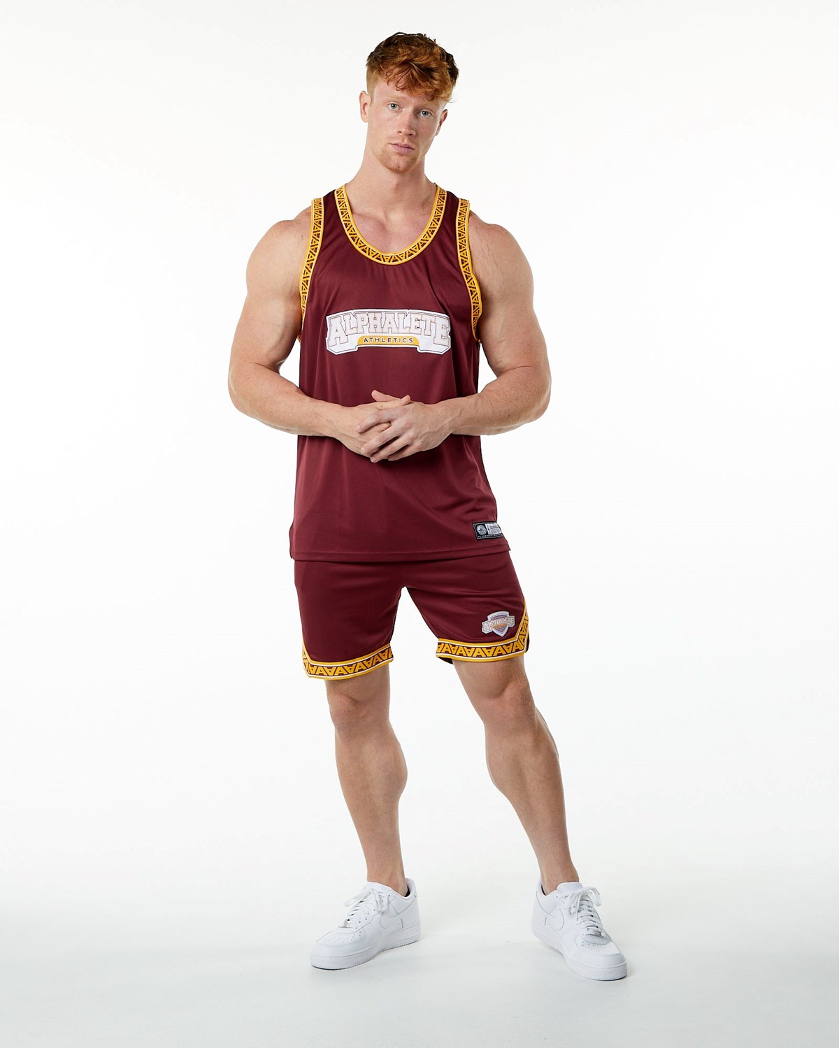 Alphalete Relaxed Fit Jersey Crimson | 54938-XWJC