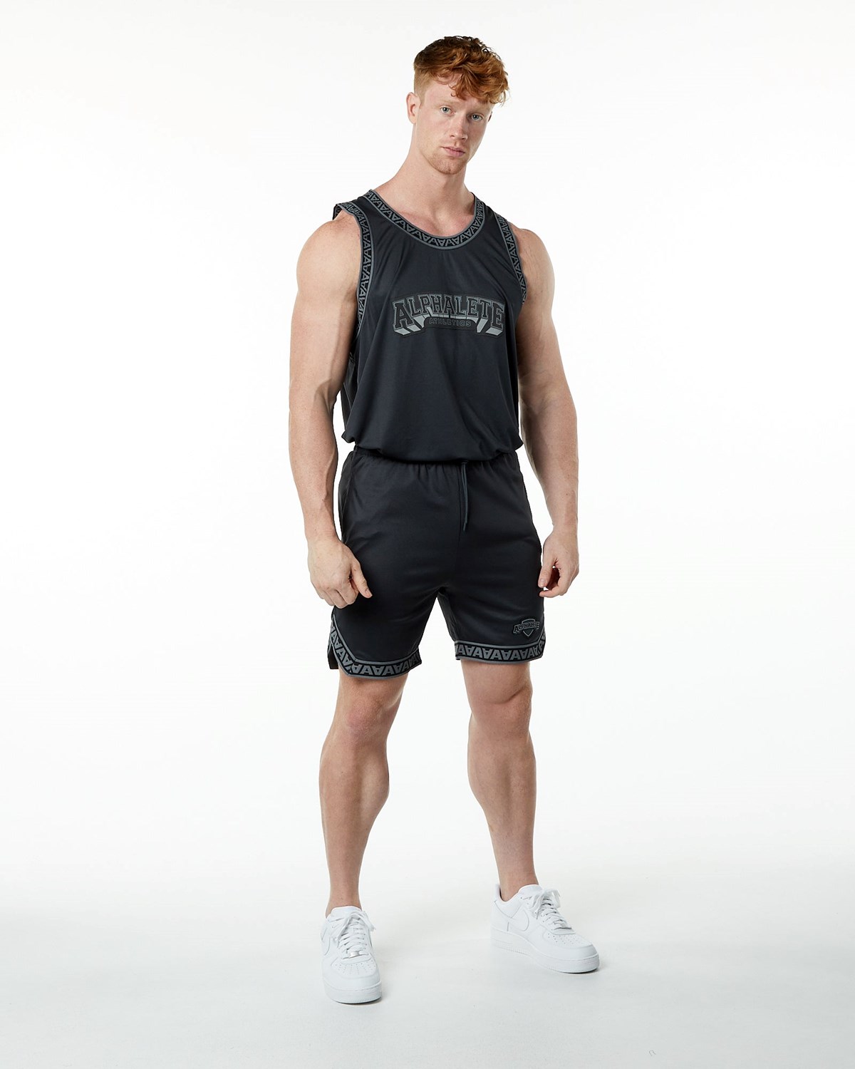 Alphalete Relaxed Fit Jersey Czarne | 09278-EYGA