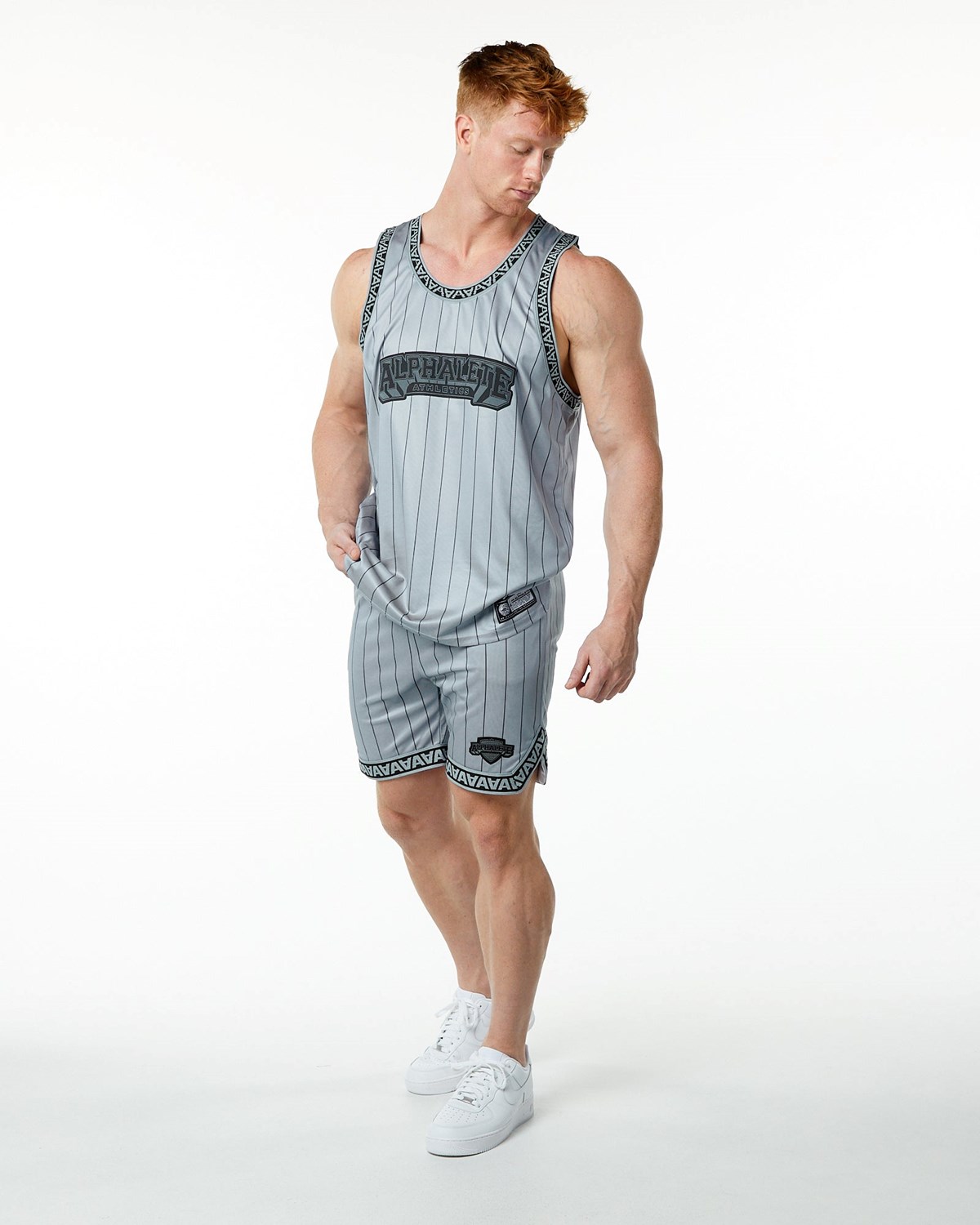 Alphalete Relaxed Fit Jersey Szare | 45062-YDBJ