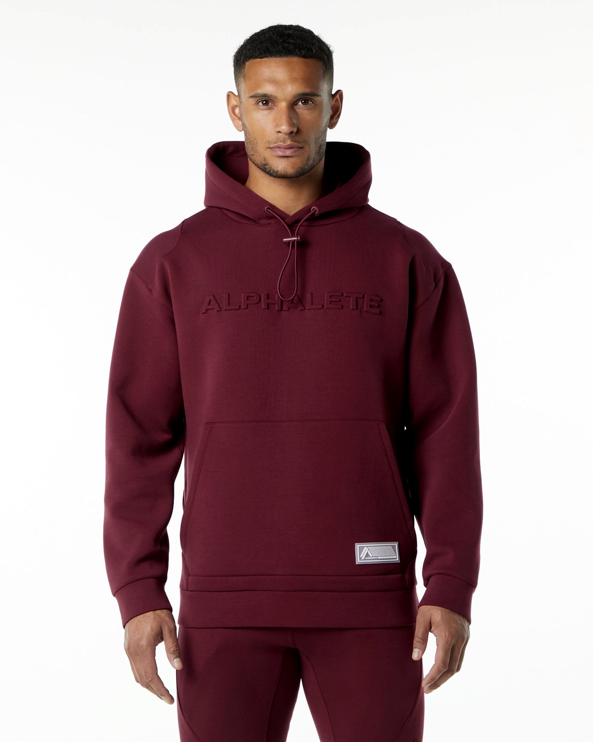 Alphalete Relaxed Interlock Knit Hoodie Bordowe | 97806-XMAN