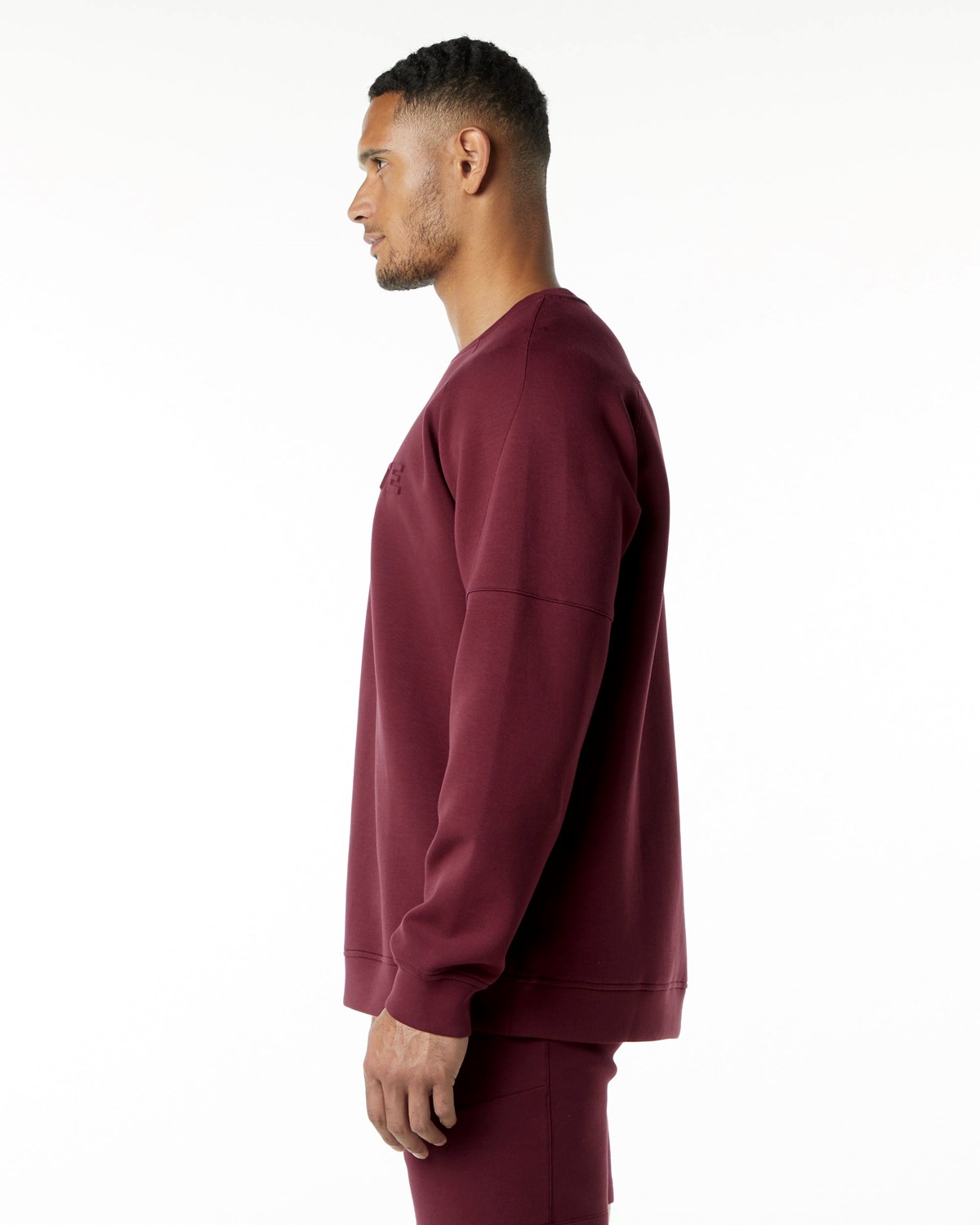 Alphalete Relaxed Interlock Knit Pullover Bordowe | 21689-PIZB