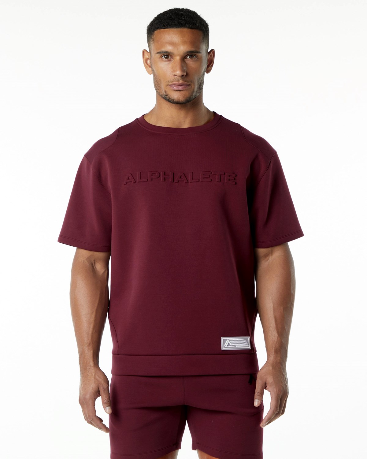 Alphalete Relaxed Interlock Knit Pullover Bordowe | 26801-WDIZ