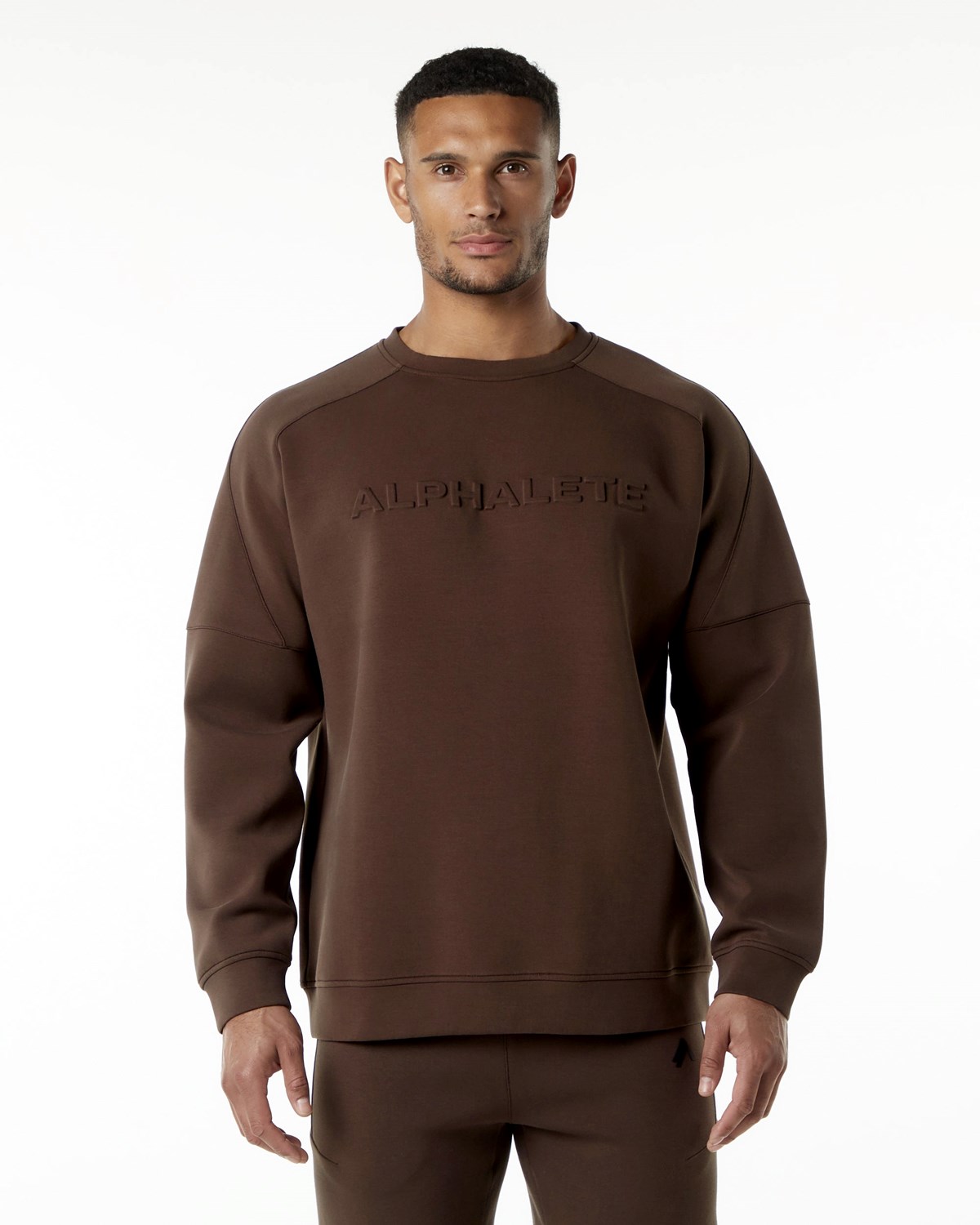 Alphalete Relaxed Interlock Knit Pullover Brązowe | 29574-KPVA