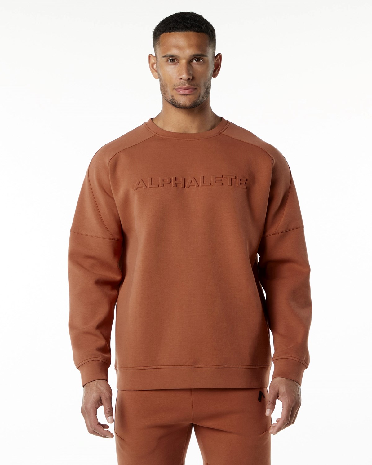 Alphalete Relaxed Interlock Knit Pullover Brick | 34057-KAMN