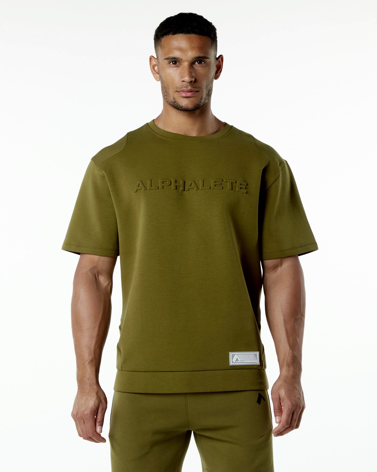 Alphalete Relaxed Interlock Knit Pullover Moss | 45916-TZMJ