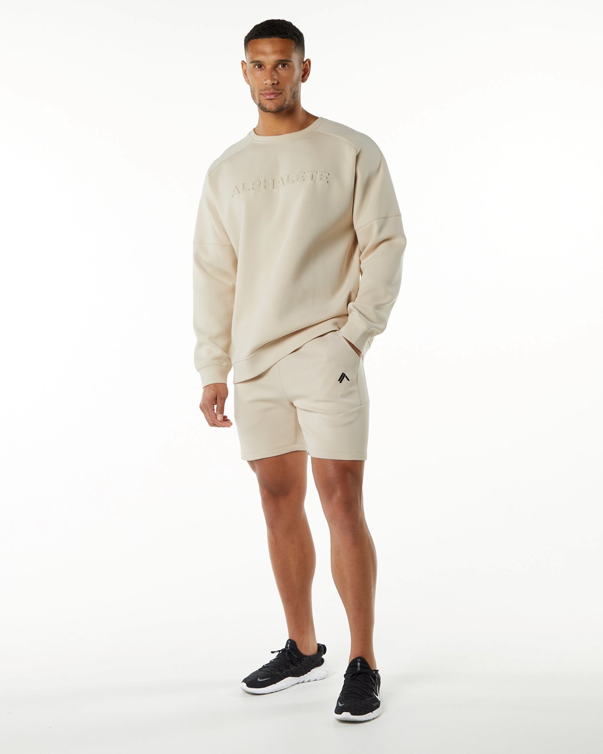 Alphalete Relaxed Interlock Knit Pullover Vanilla | 47385-ZIUT