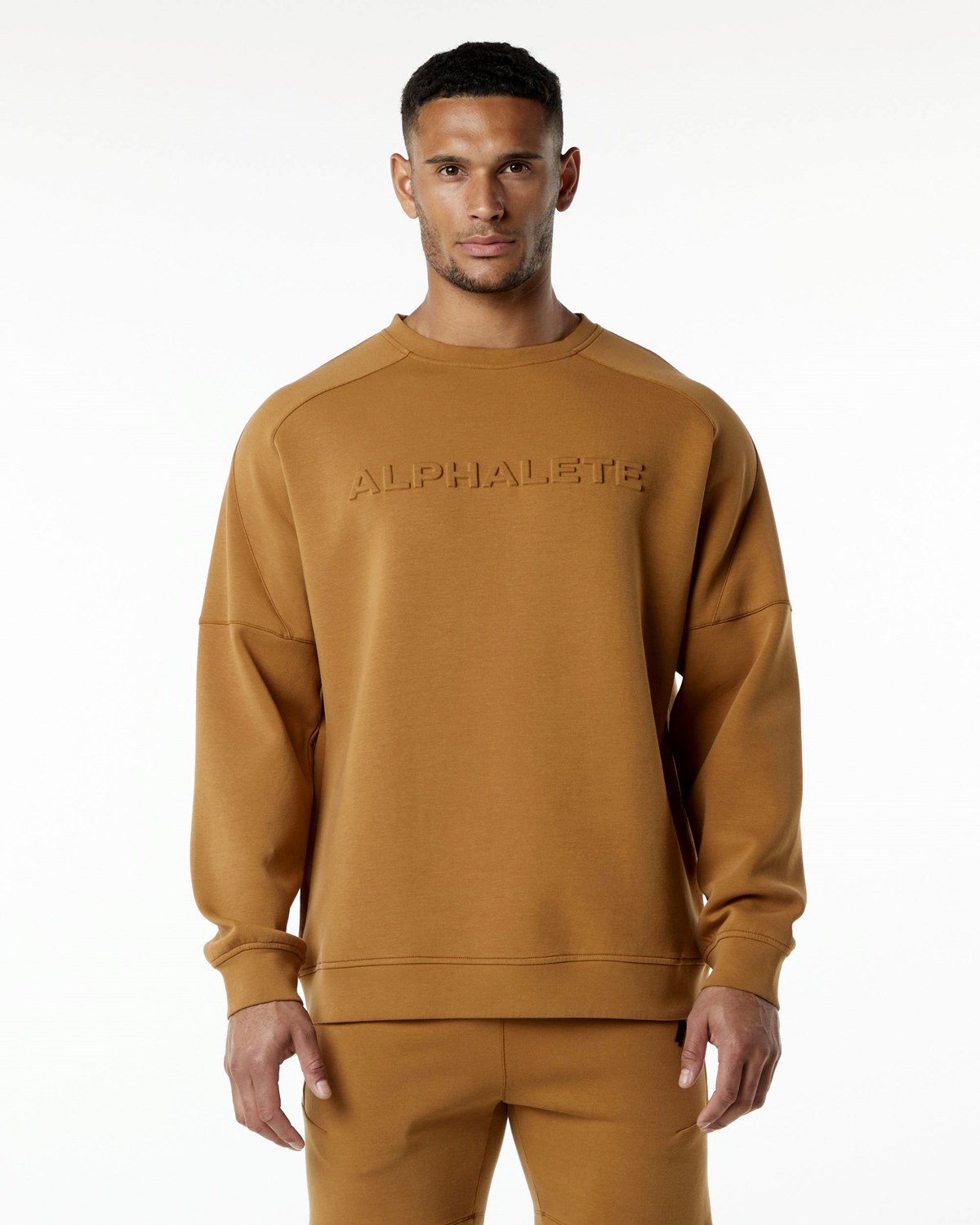 Alphalete Relaxed Interlock Knit Pullover Almond | 78129-ADQM