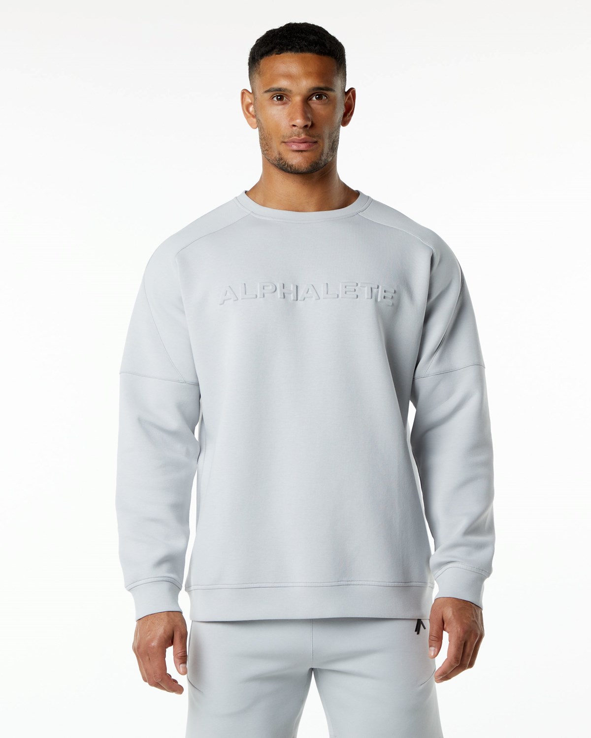 Alphalete Relaxed Interlock Knit Pullover Szare | 83405-NYOR