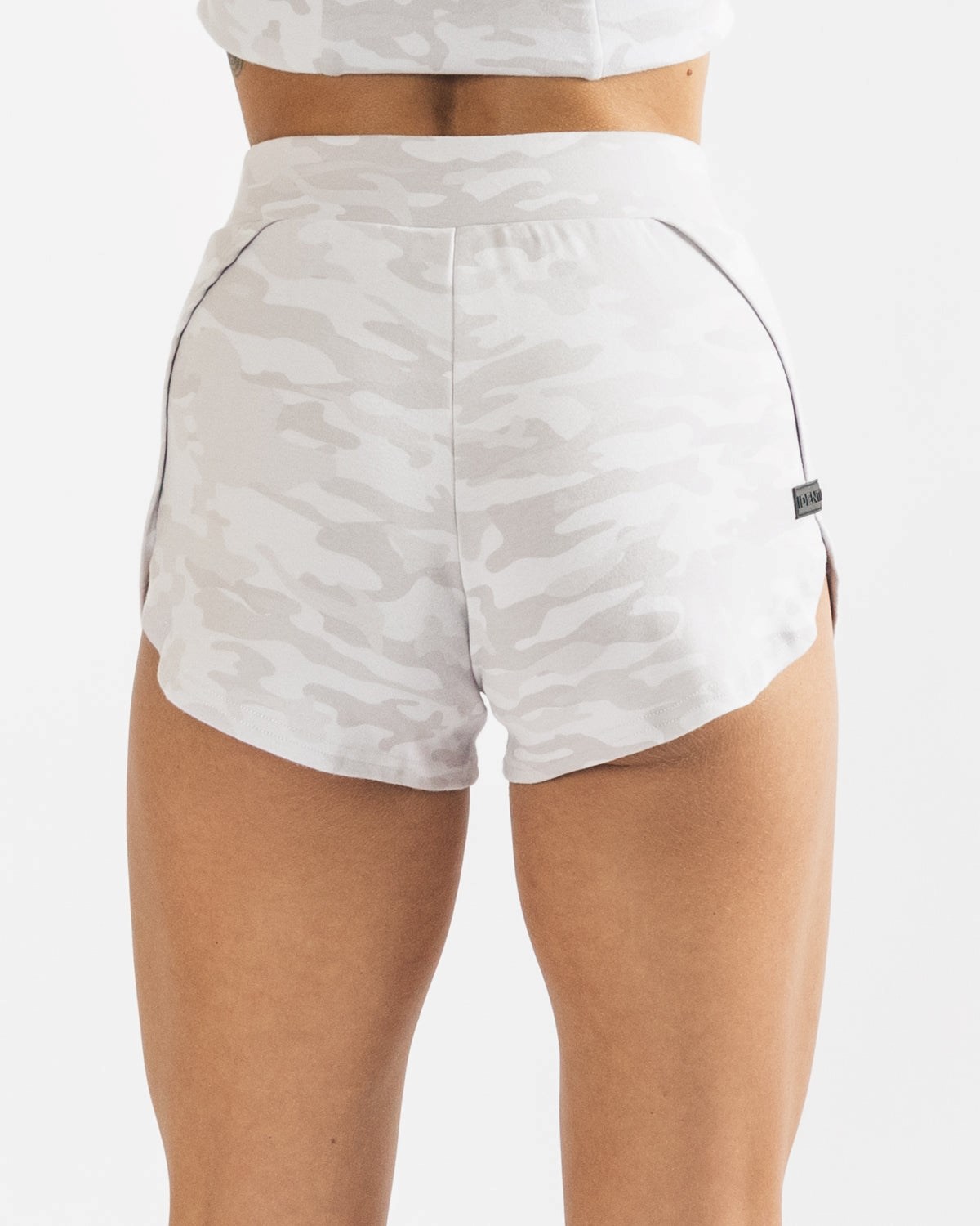 Alphalete Relaxed Single-Brushed High Slit Krótkie Srebrne Camo | 02849-FBRY