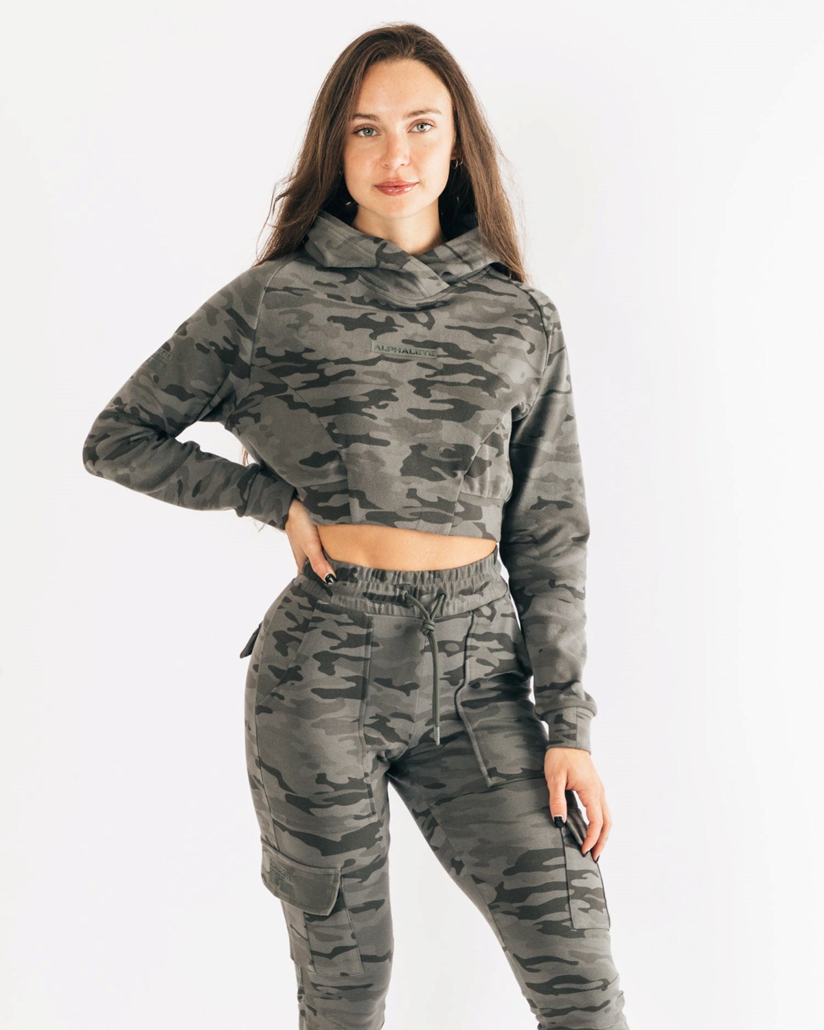 Alphalete Relaxed Single-Brushed Pullover Hoodie Camo | 28547-FCAP