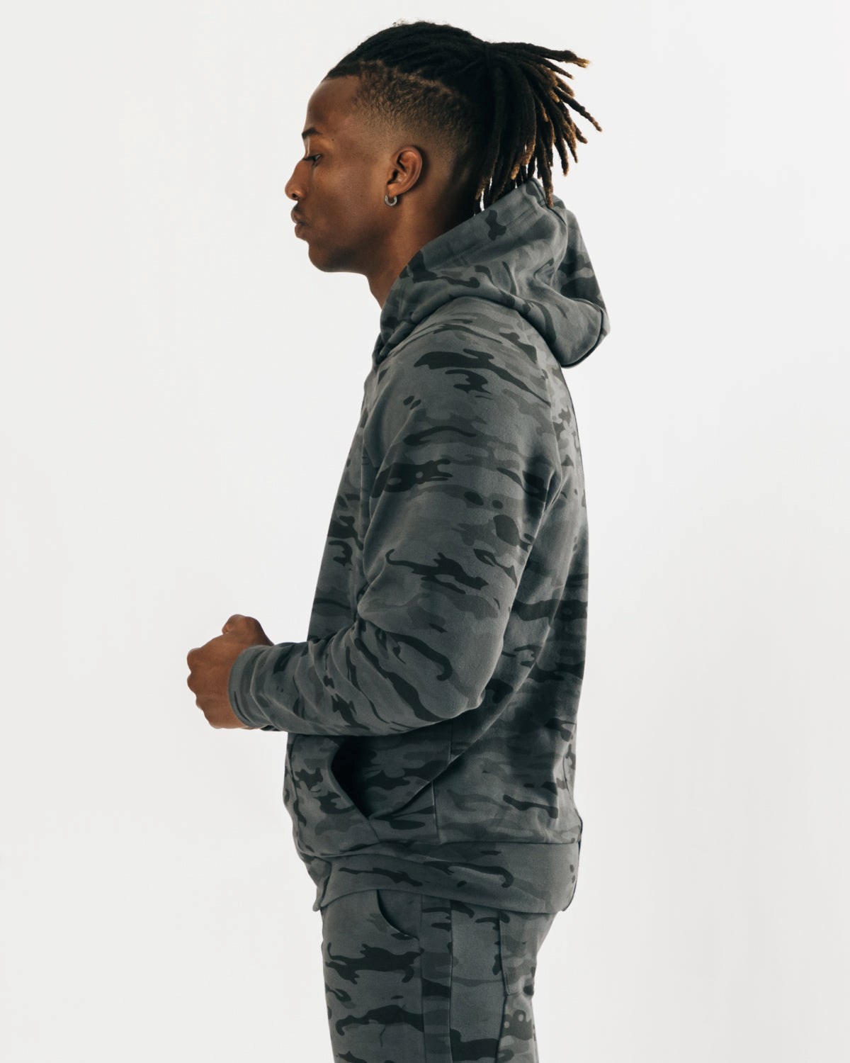 Alphalete Relaxed Single-Brushed Pullover Hoodie Camo | 54128-DRKE