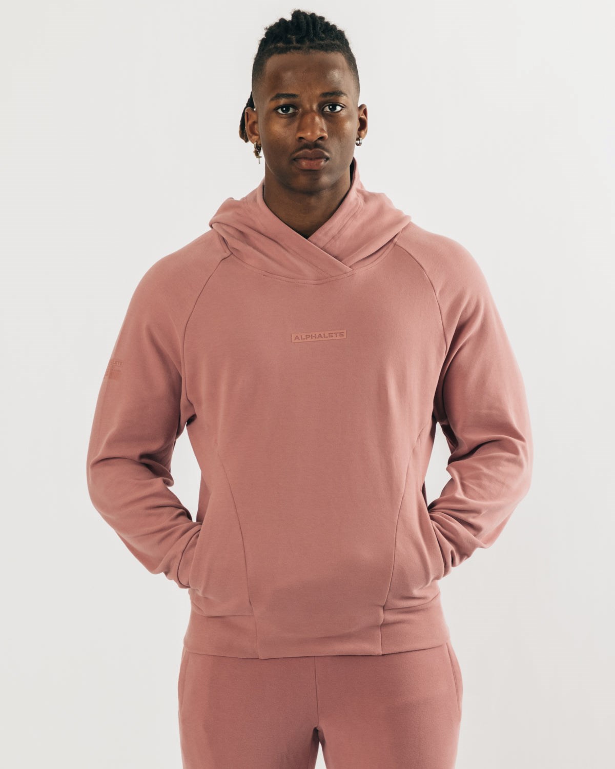 Alphalete Relaxed Single-Brushed Pullover Hoodie Cranberry Ice | 89035-SFHO