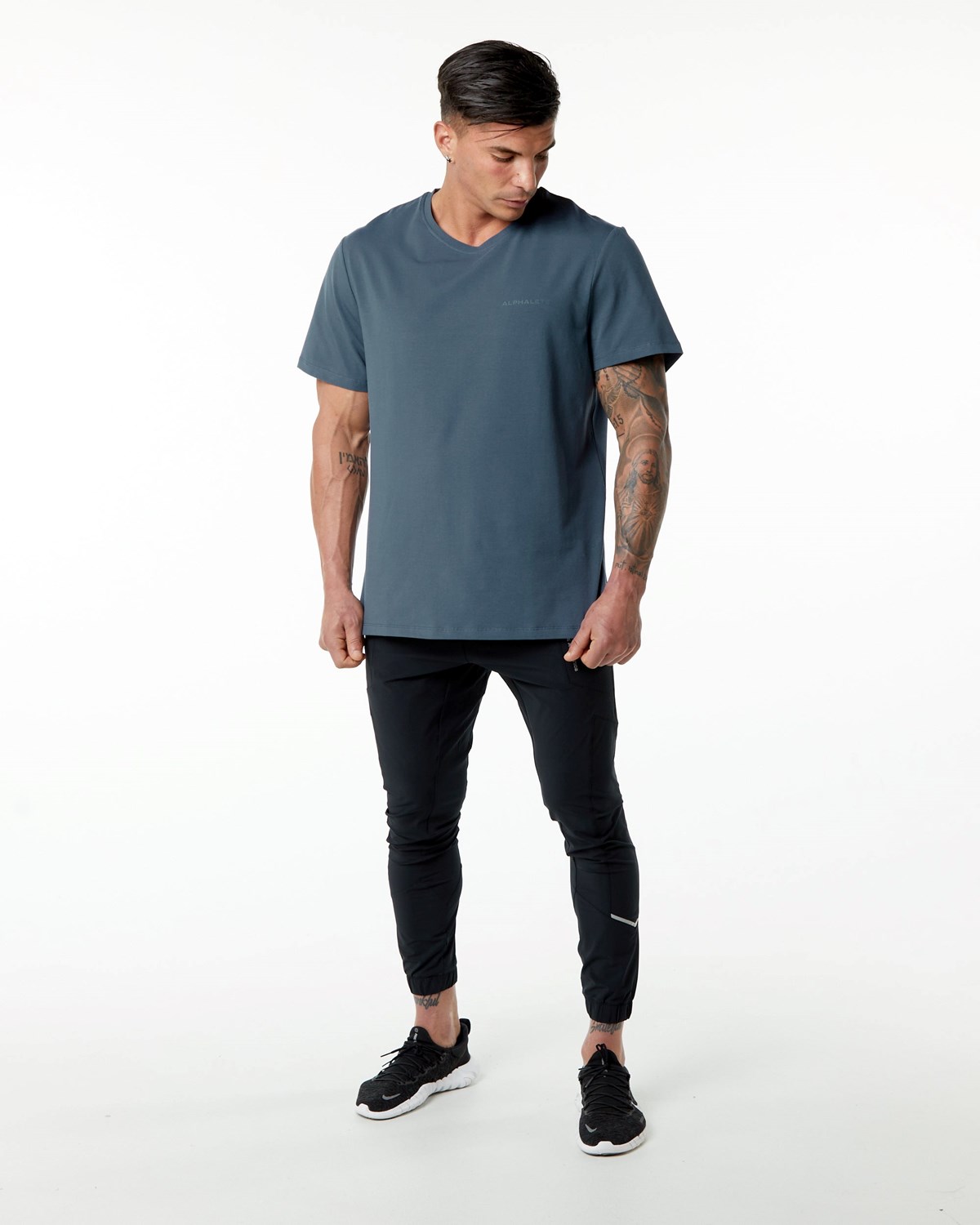 Alphalete Set-In Sleeve Tee Niebieskie | 07964-LIJY