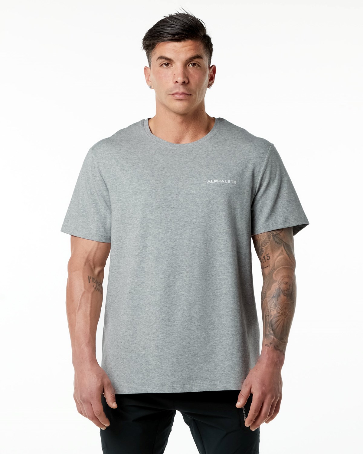 Alphalete Set-In Sleeve Tee Szare | 05987-XNOE