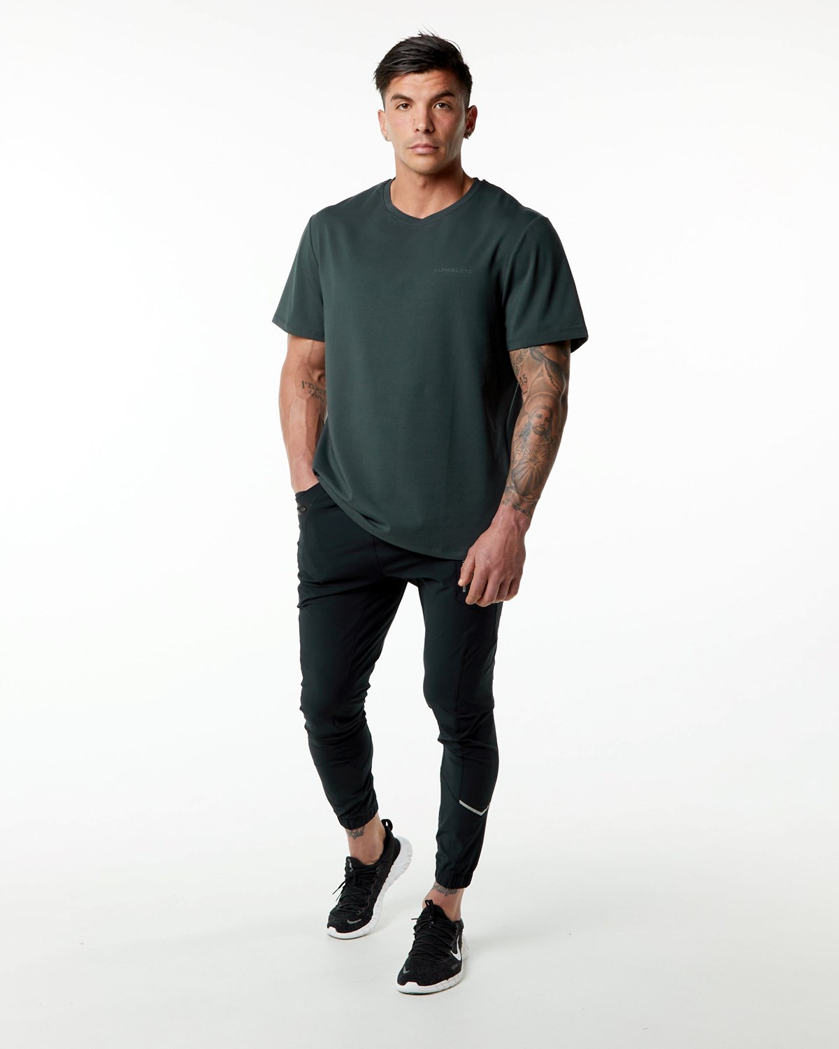 Alphalete Set-In Sleeve Tee Zielone | 46751-WXPZ