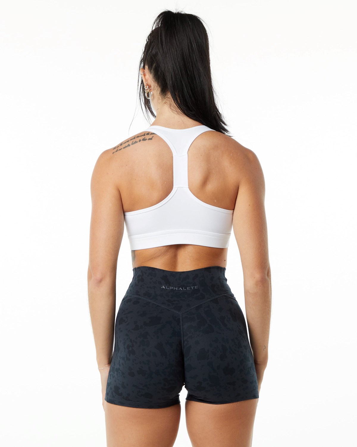 Alphalete Single Brushed Bra Białe | 39820-QPRV