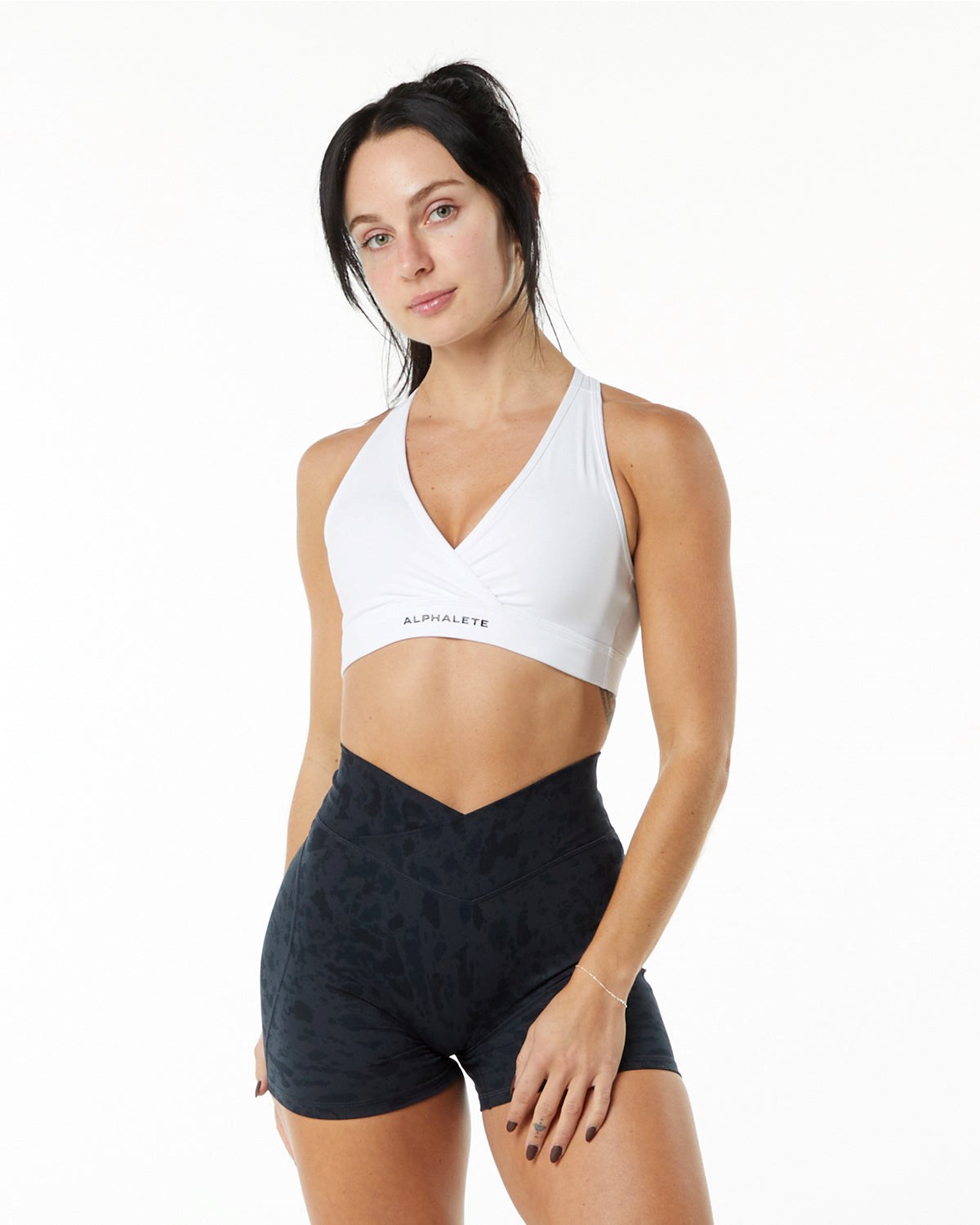 Alphalete Single Brushed Bra Białe | 39820-QPRV