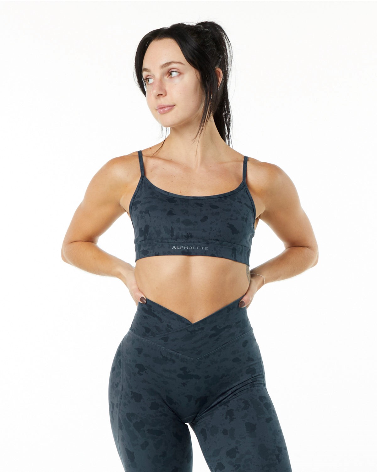 Alphalete Single Brushed Bra Niebieskie | 32169-JVDY