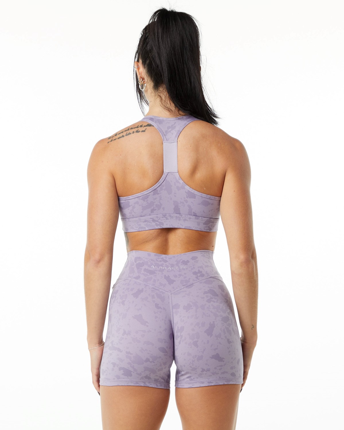 Alphalete Single Brushed Bra Pebble Print Misty Lilac | 65098-VTIR