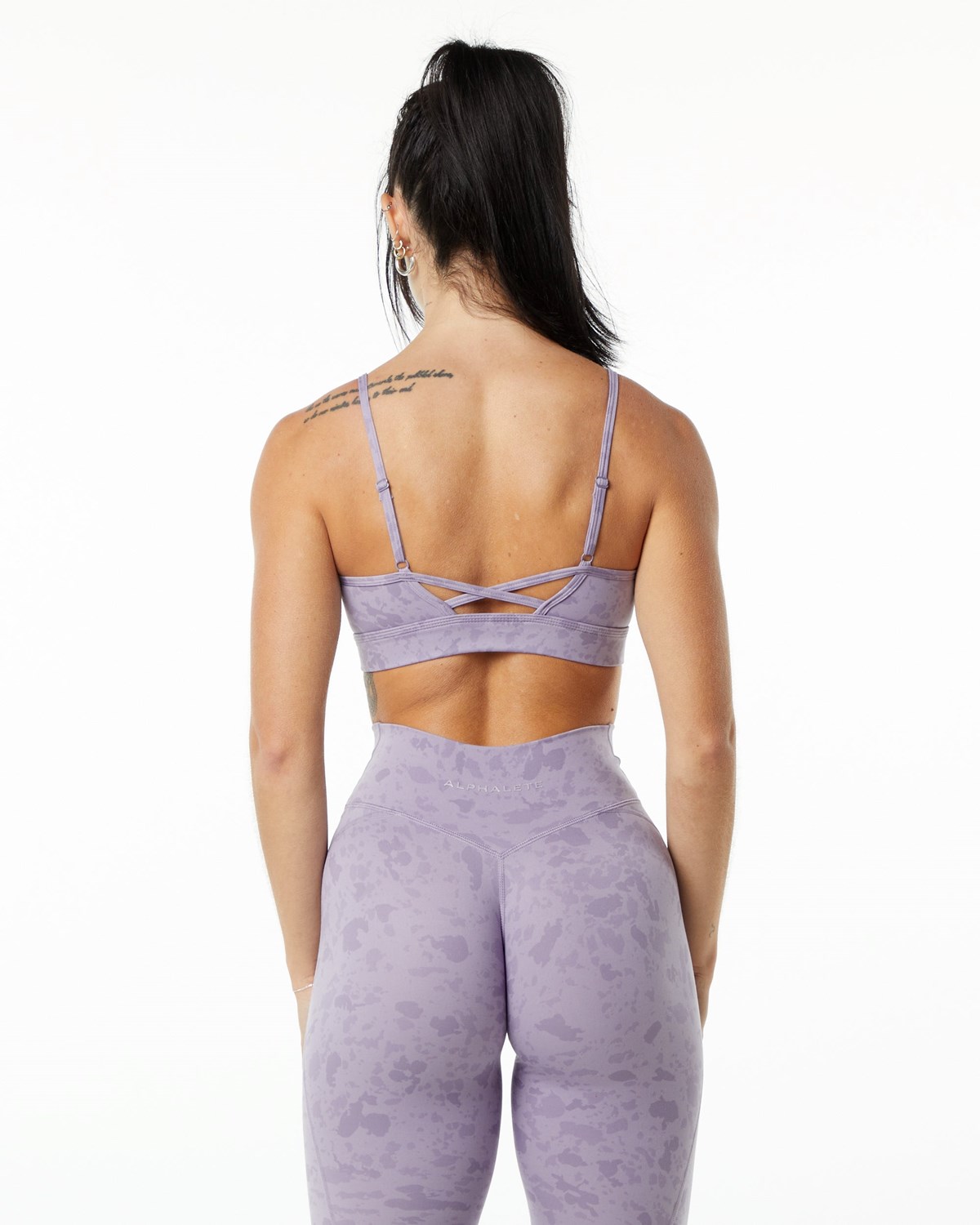 Alphalete Single Brushed Bra Pebble Print Misty Lilac | 85940-NKFX