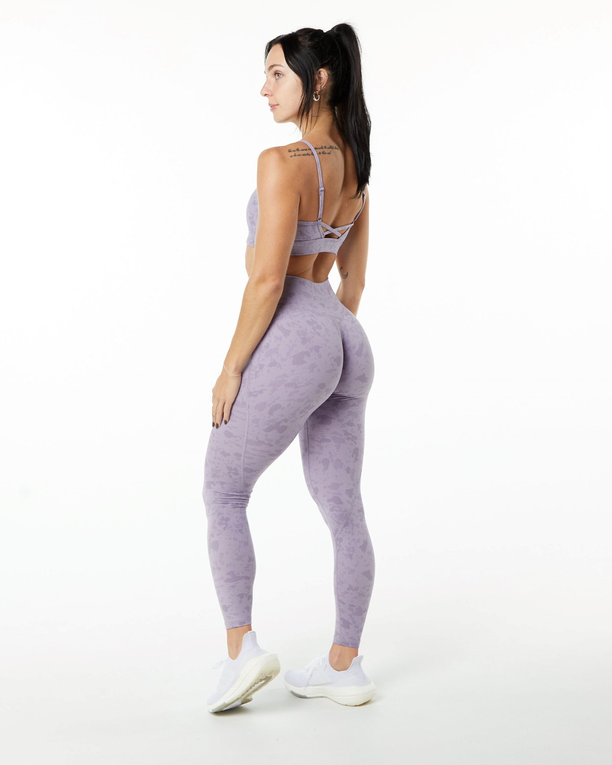 Alphalete Single Brushed Cross-Wrapped Legging Pebble Print Misty Lilac | 23807-YOSM