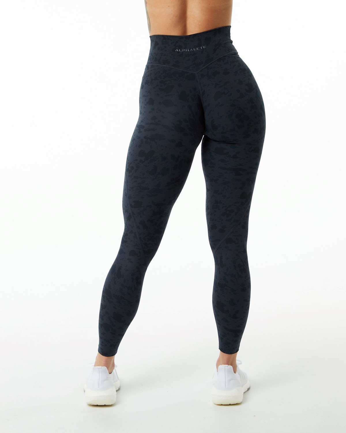 Alphalete Single Brushed Cross-Wrapped Legging Czarne | 41952-OFJS