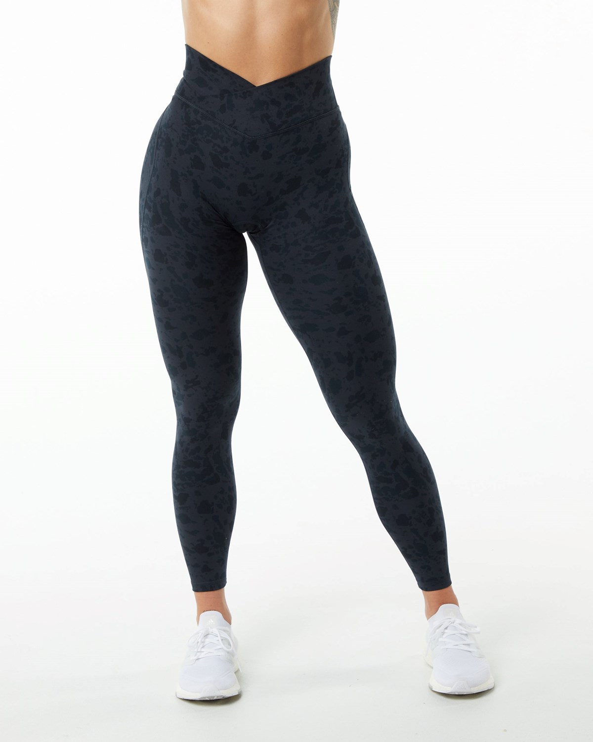 Alphalete Single Brushed Cross-Wrapped Legging Czarne | 41952-OFJS