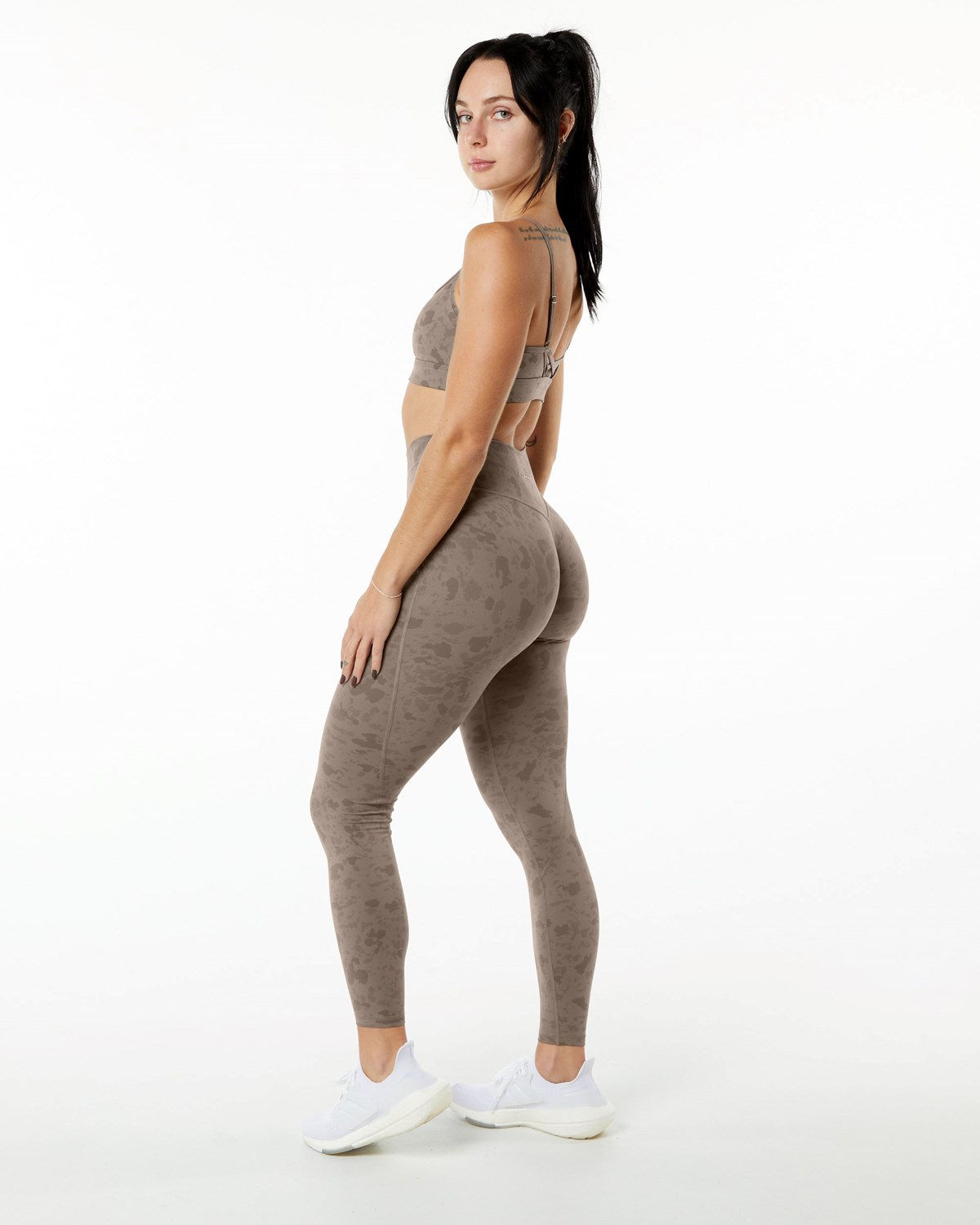 Alphalete Single Brushed Cross-Wrapped Legging Pebble Print Mocha | 90178-TUDR