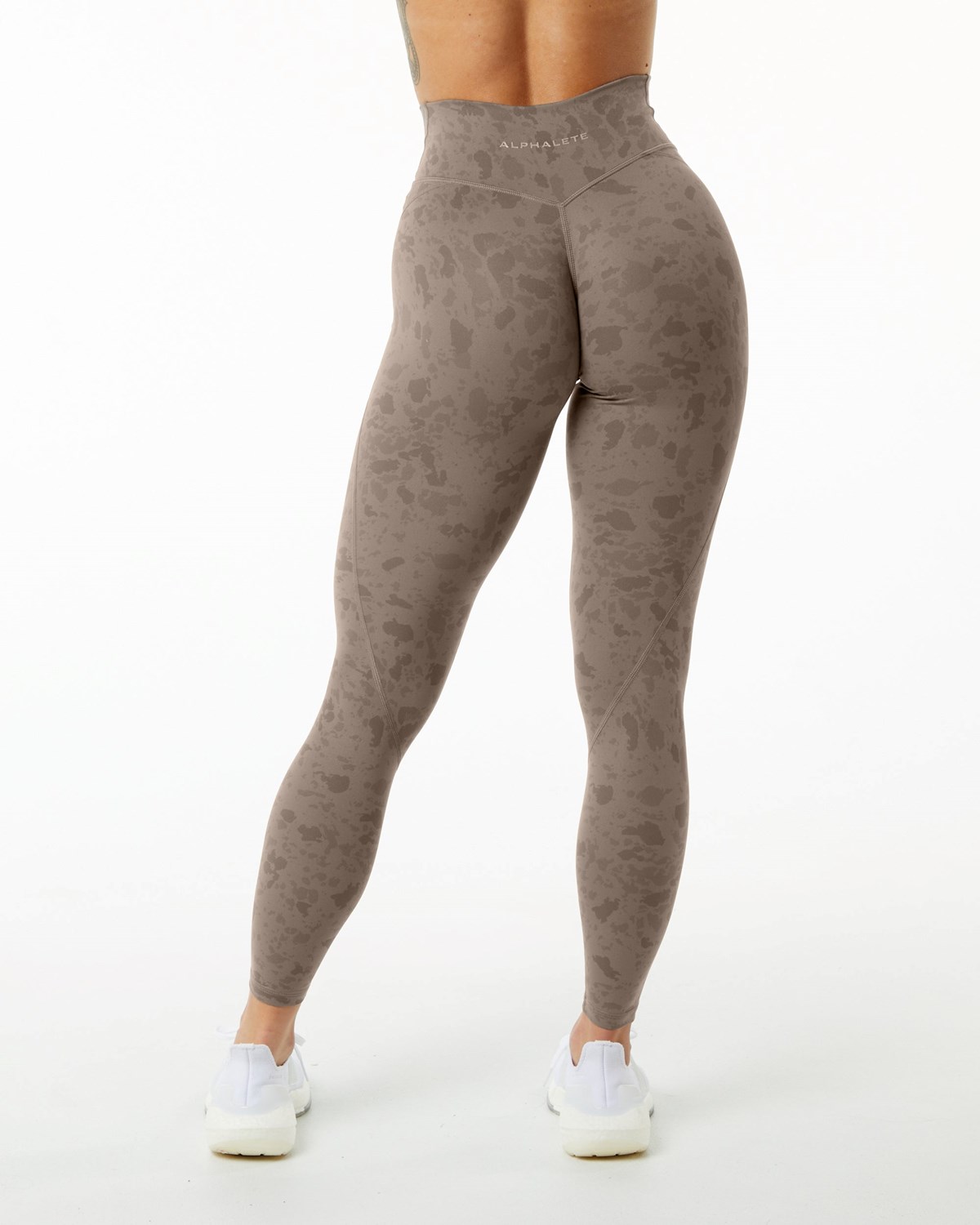 Alphalete Single Brushed Cross-Wrapped Legging Pebble Print Mocha | 90178-TUDR