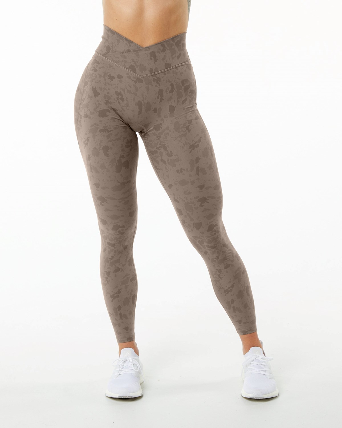 Alphalete Single Brushed Cross-Wrapped Legging Pebble Print Mocha | 90178-TUDR